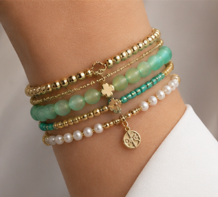Adrian — Aventurine with Shamrock Spacer Bracelet