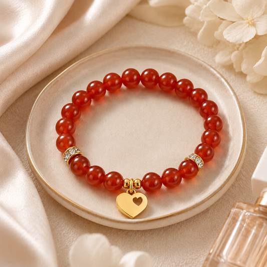 Carrie — Carnelian with Heart Charm