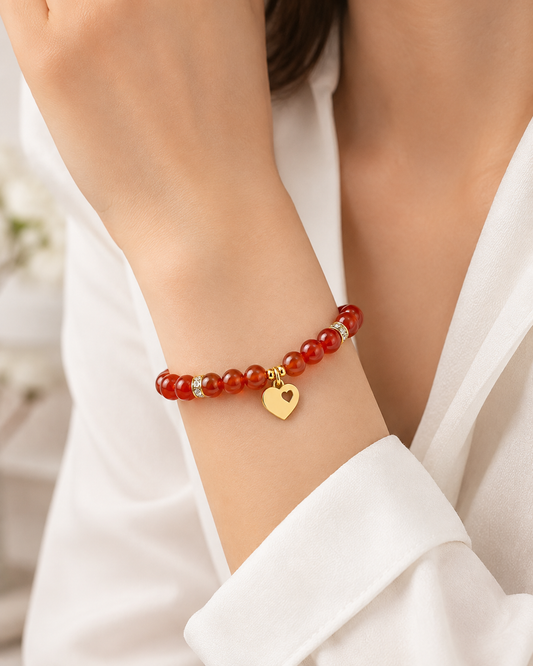 Carrie — Carnelian with Heart Charm