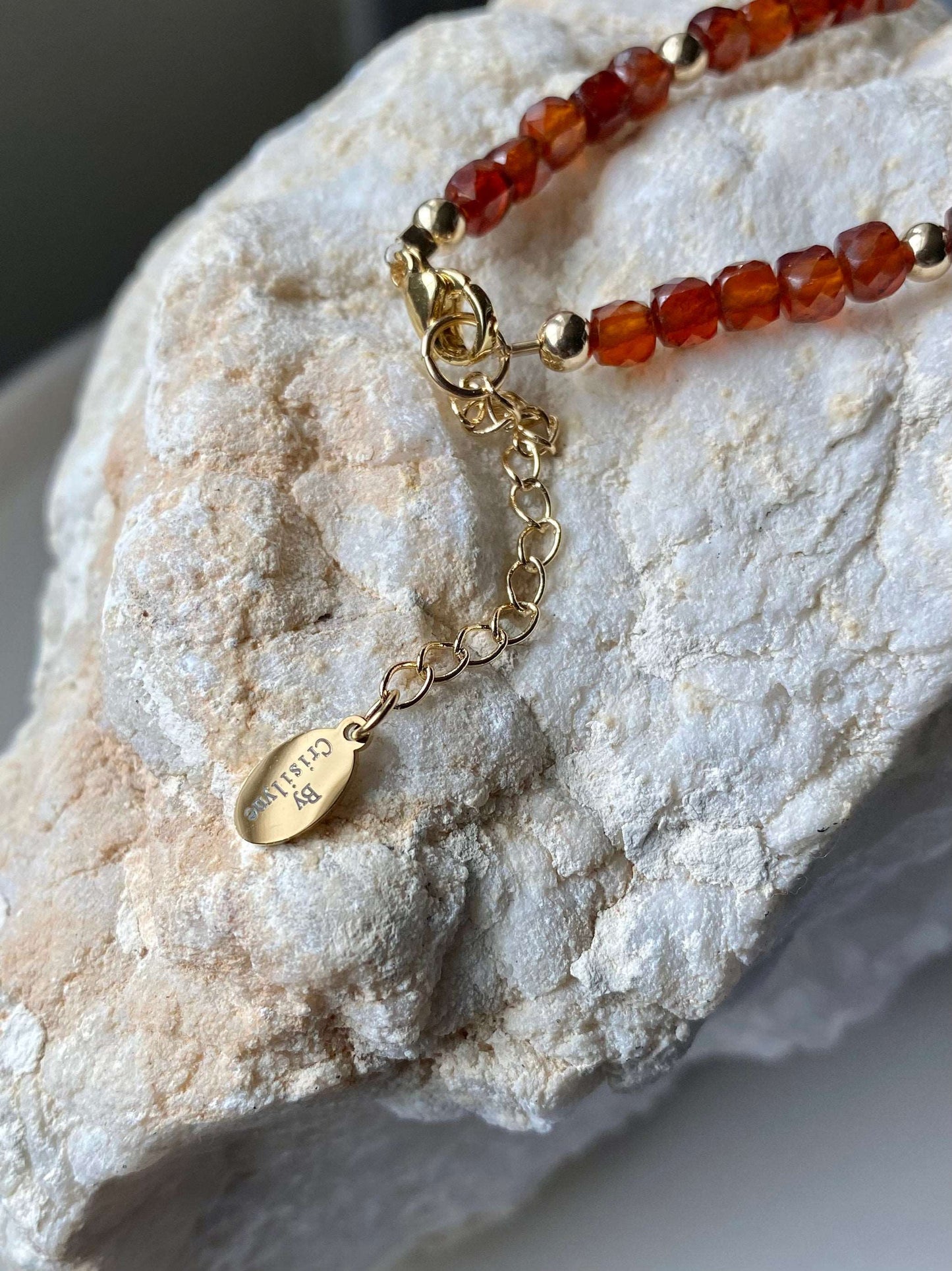 Sam - Handmade Orange Garnet Stone Bracelet