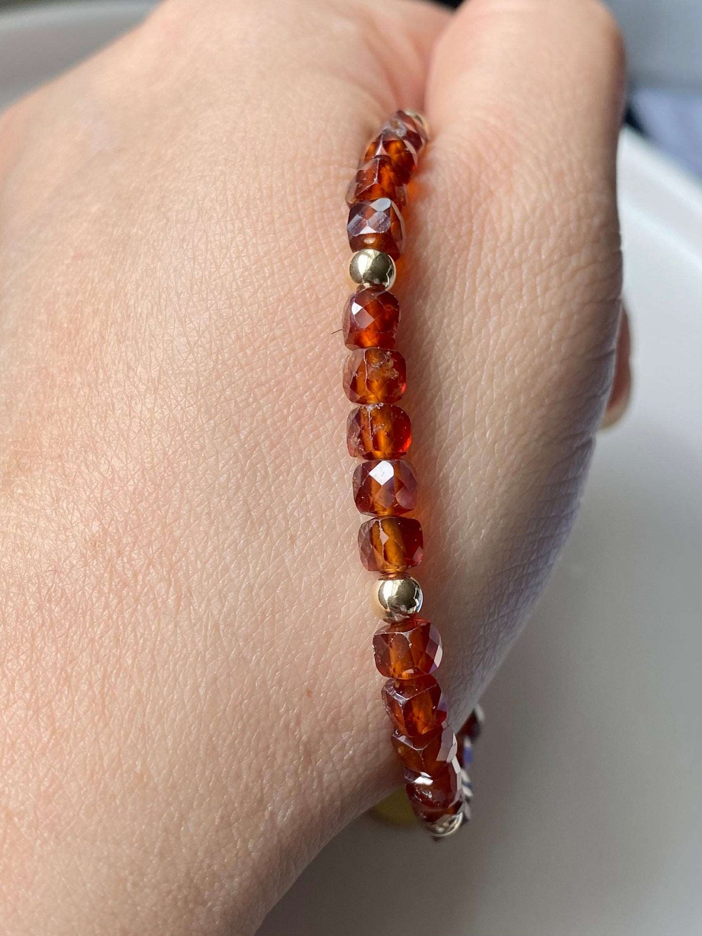 Sam - Handmade Orange Garnet Stone Bracelet