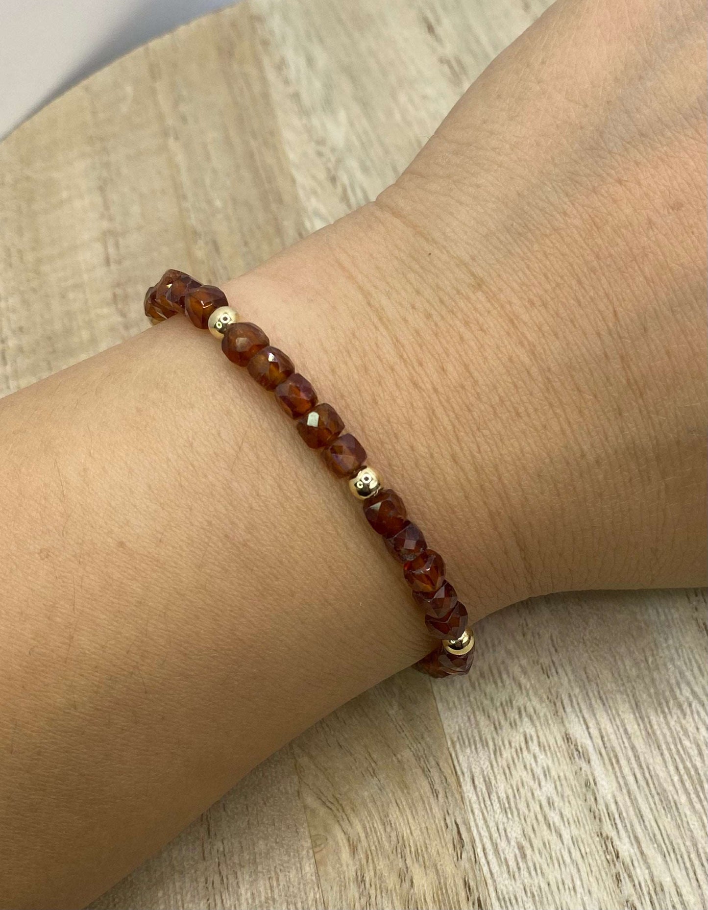 Sam - Handmade Orange Garnet Stone Bracelet