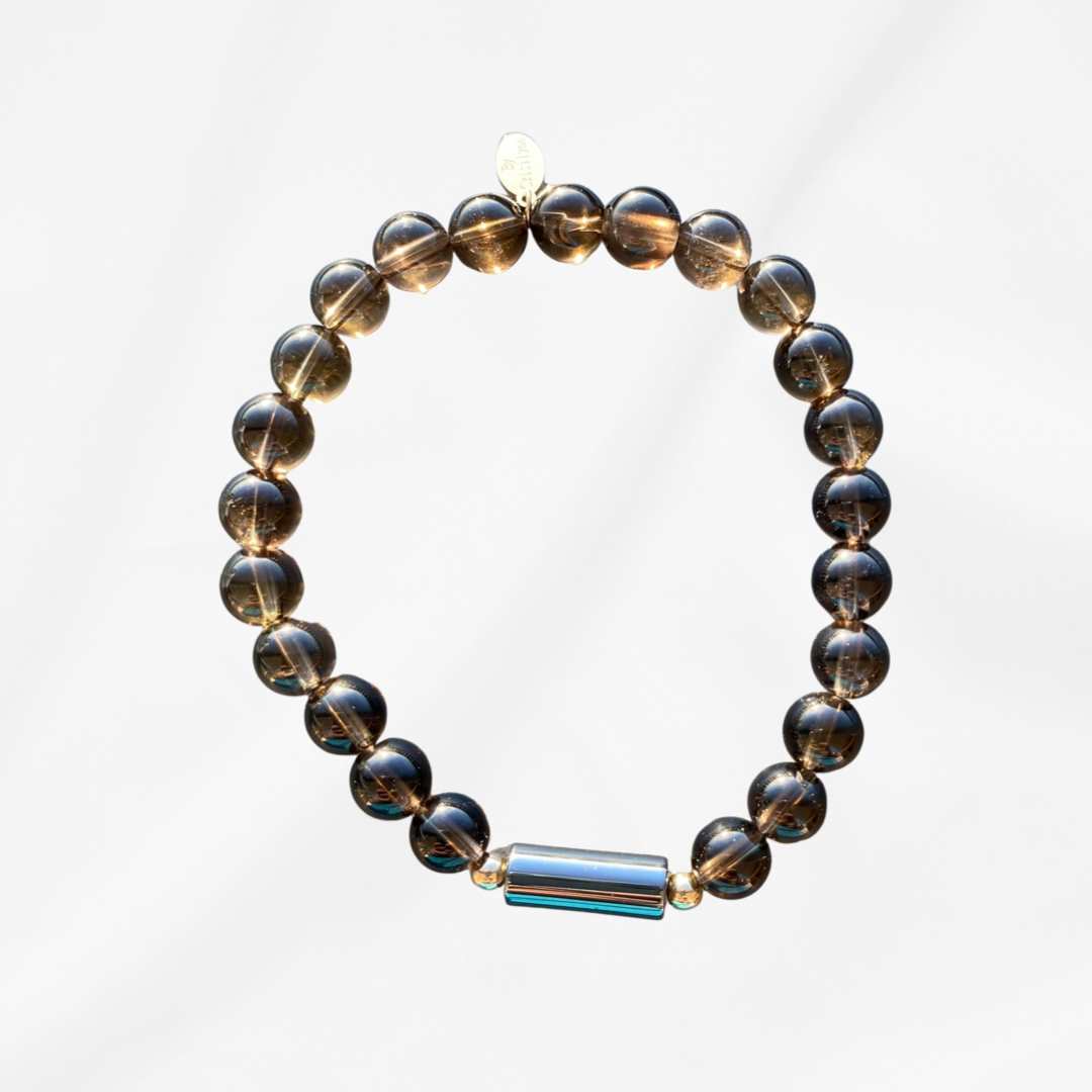 Sophia - Smoky Quartz w/ Hematite Beaded Bracelet