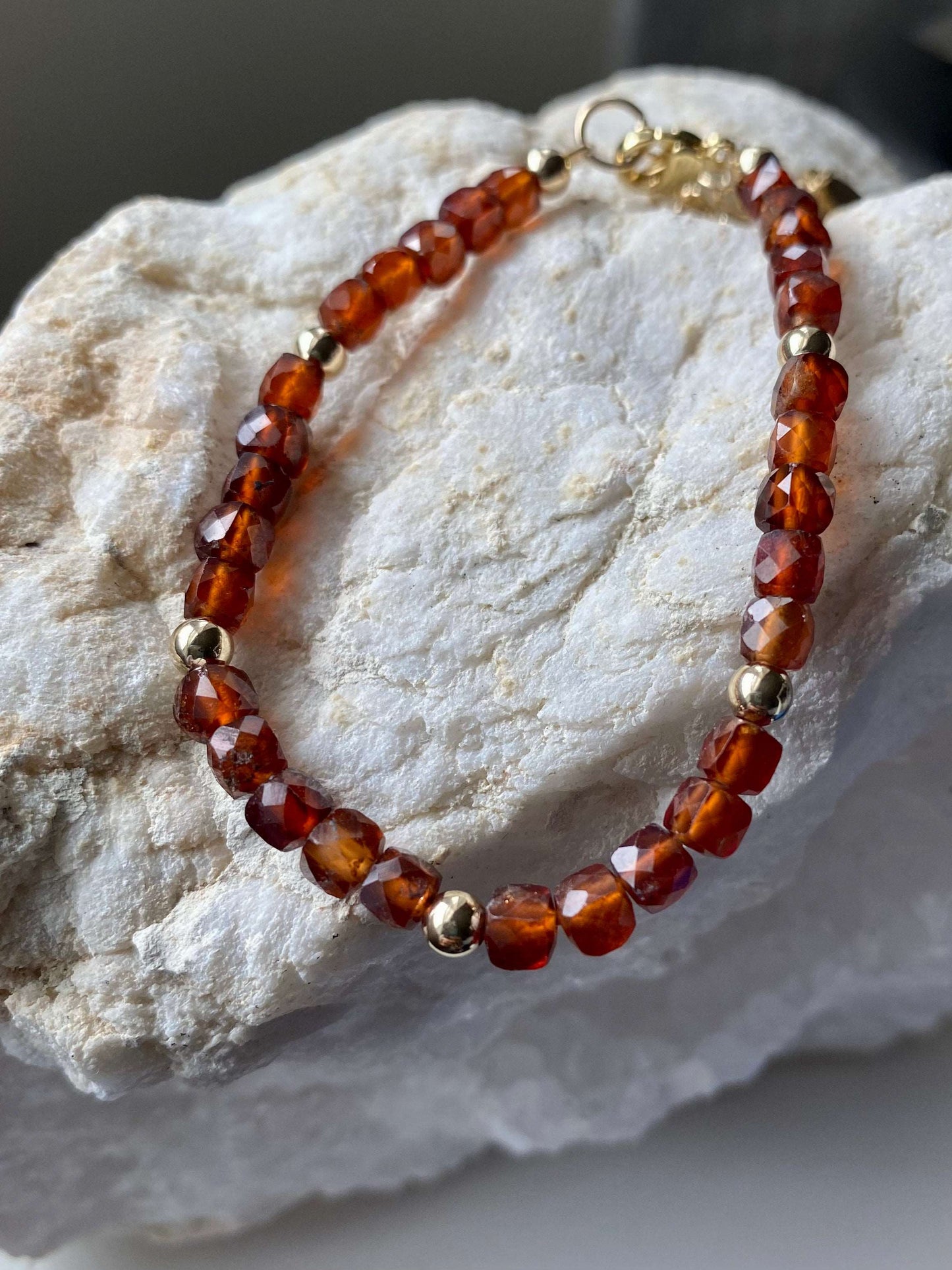 Sam - Handmade Orange Garnet Stone Bracelet