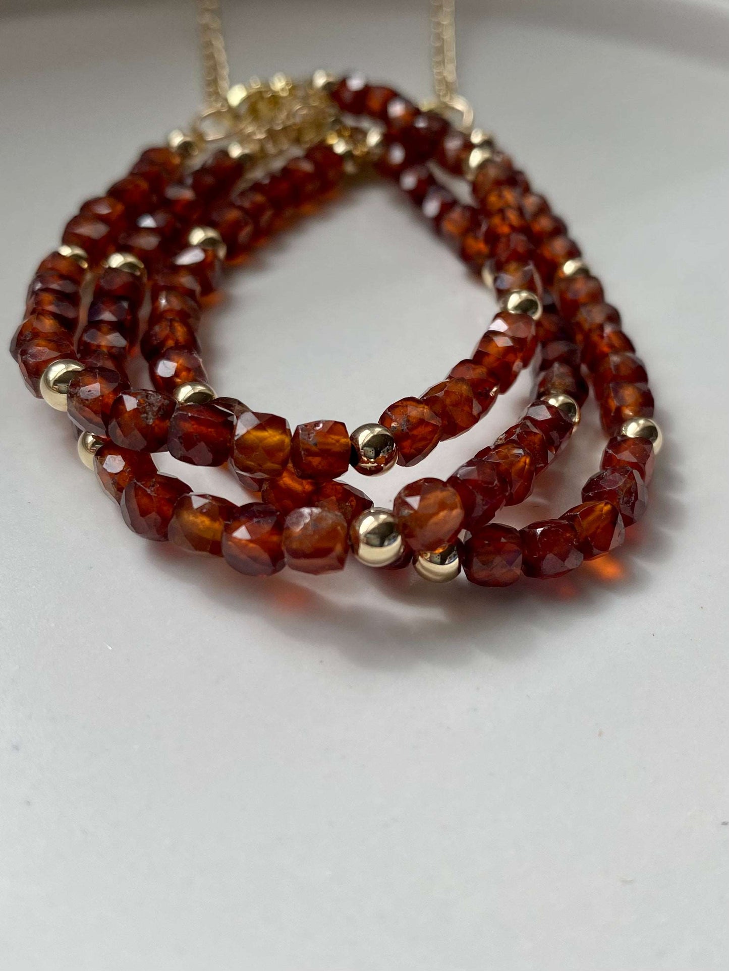 Sam - Handmade Orange Garnet Stone Bracelet