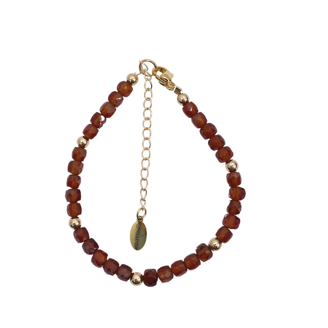 Sam - Handmade Orange Garnet Stone Bracelet