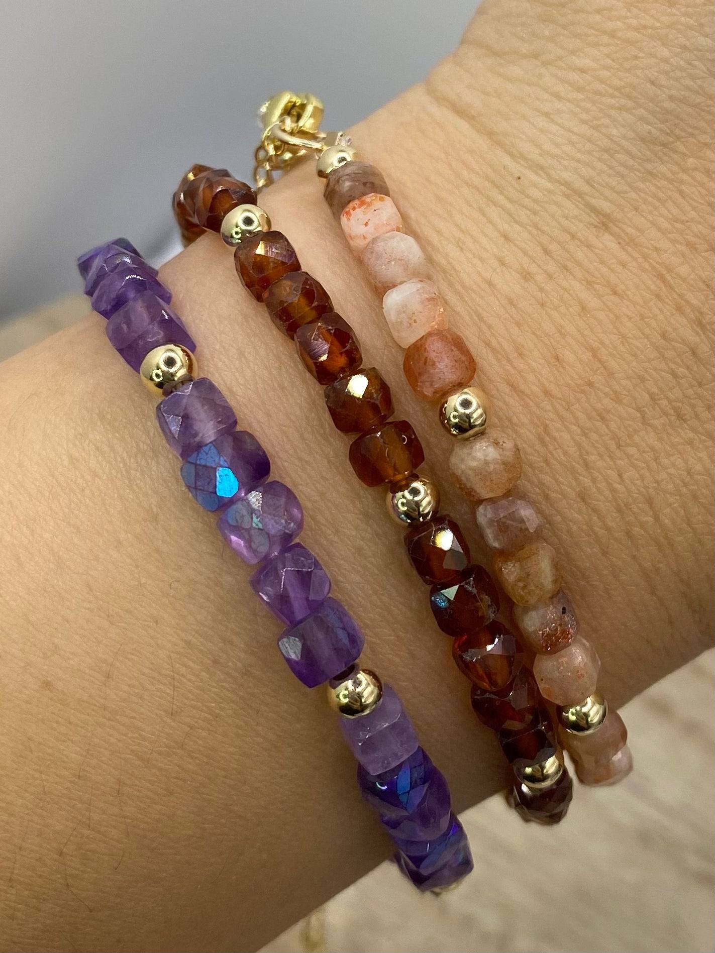 Sam - Handmade Orange Garnet Stone Bracelet