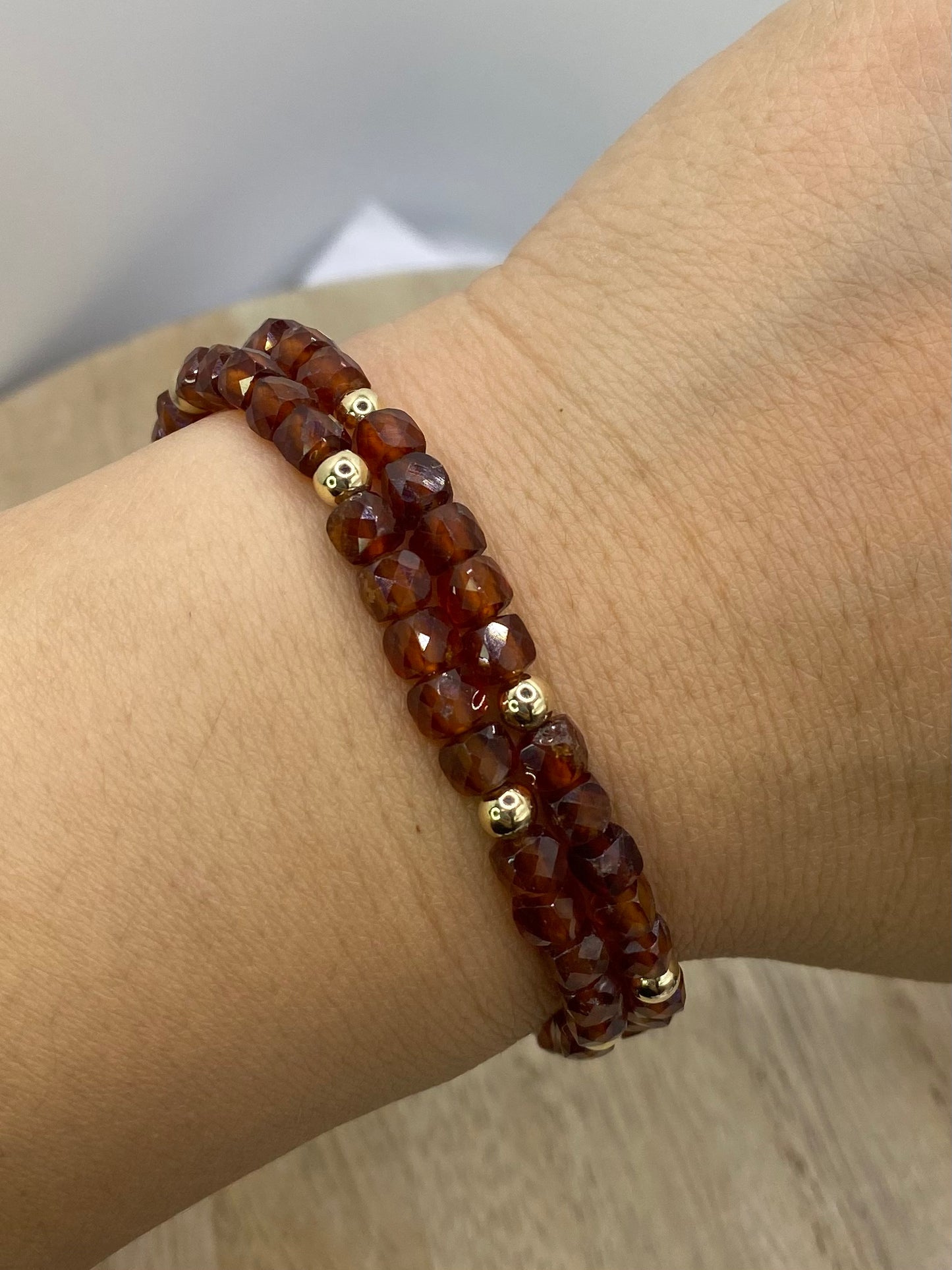 Sam - Handmade Orange Garnet Stone Bracelet