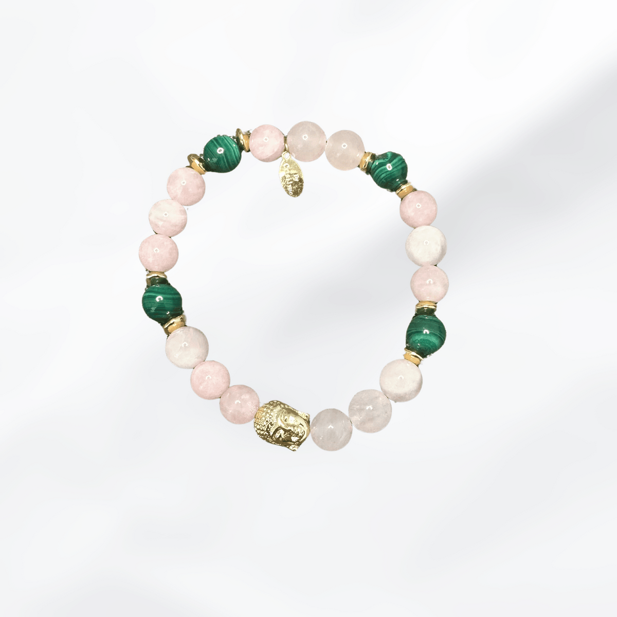 Malachite Buddha Bliss Bracelet — Rose Quartz or Labradorite
