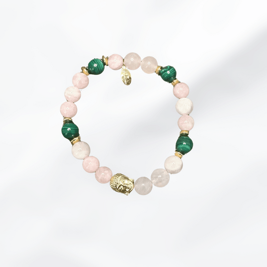 Malachite Buddha Bliss Bracelet — Rose Quartz or Labradorite