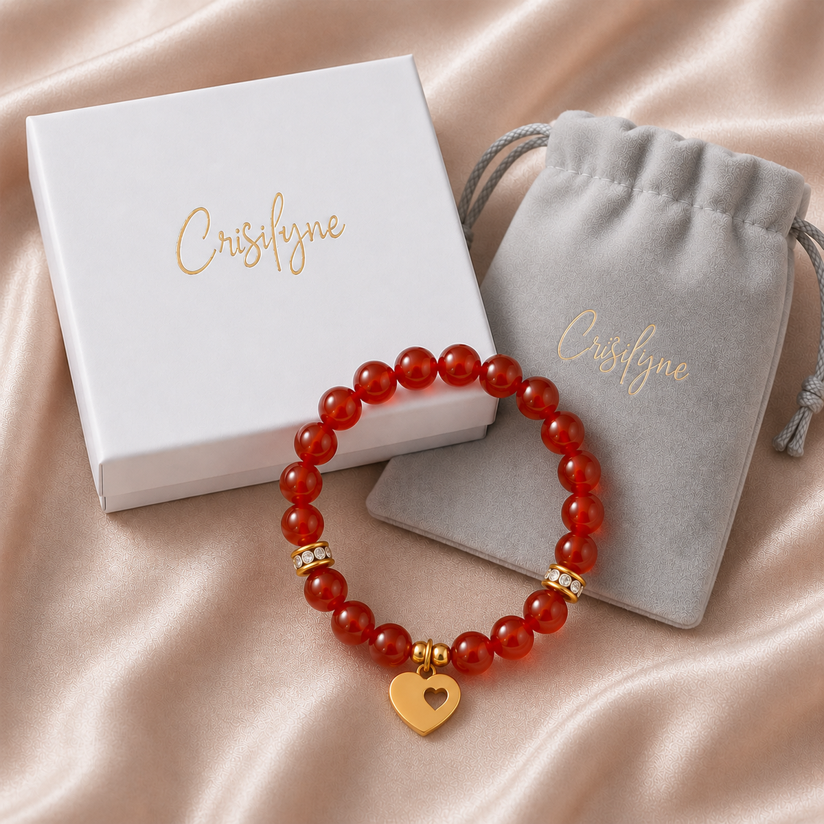 Carrie — Carnelian with Heart Charm