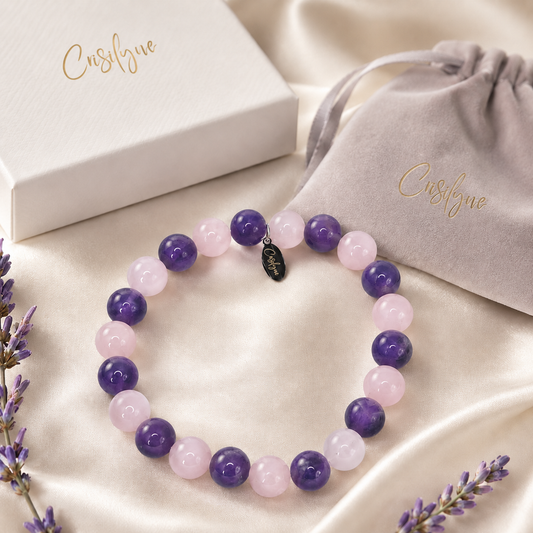 Dakota - Rose Quartz and Amethyst Stone Bracelet
