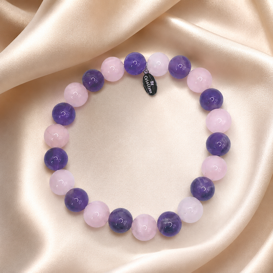 Dakota - Rose Quartz and Amethyst Stone Bracelet