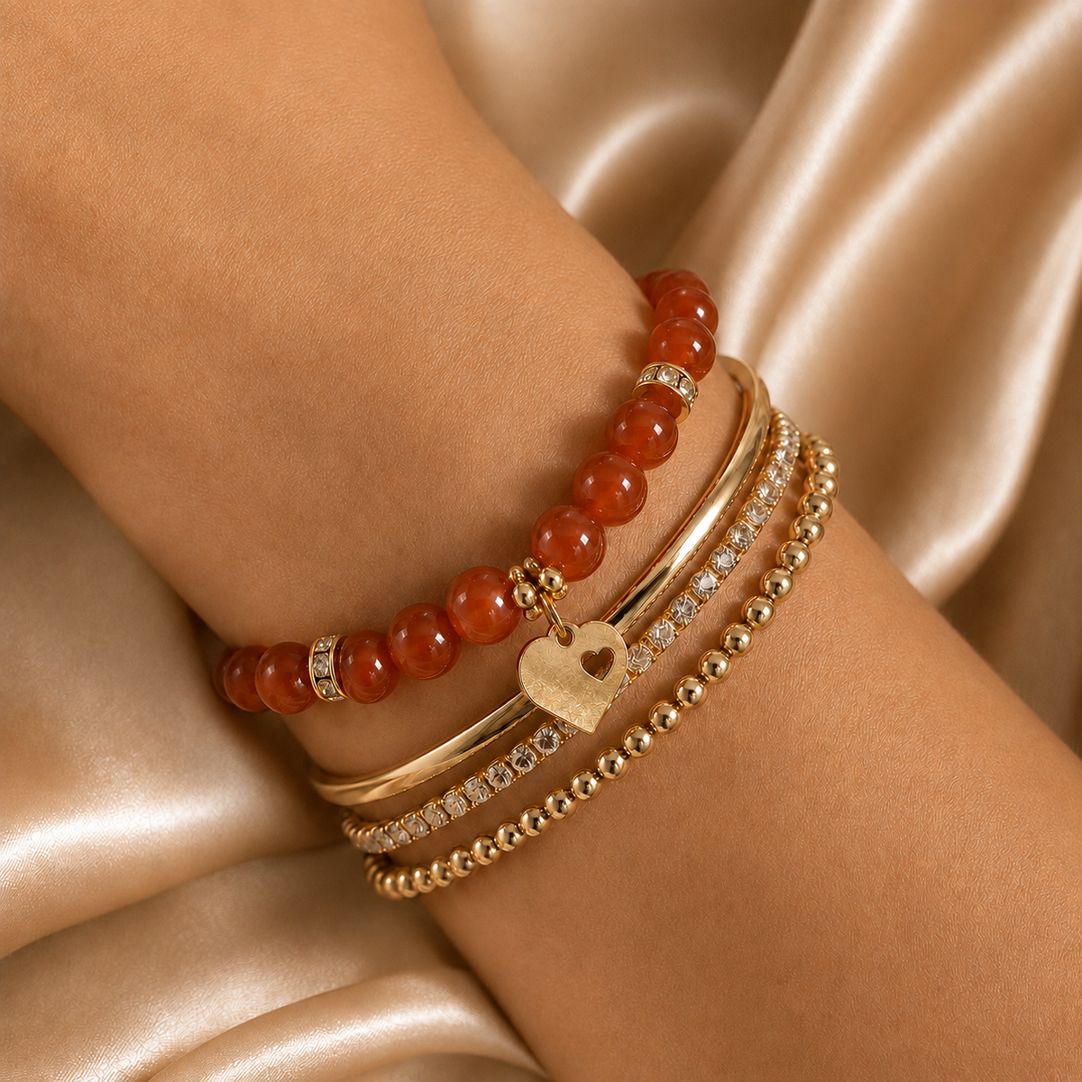 Carrie — Carnelian with Heart Charm