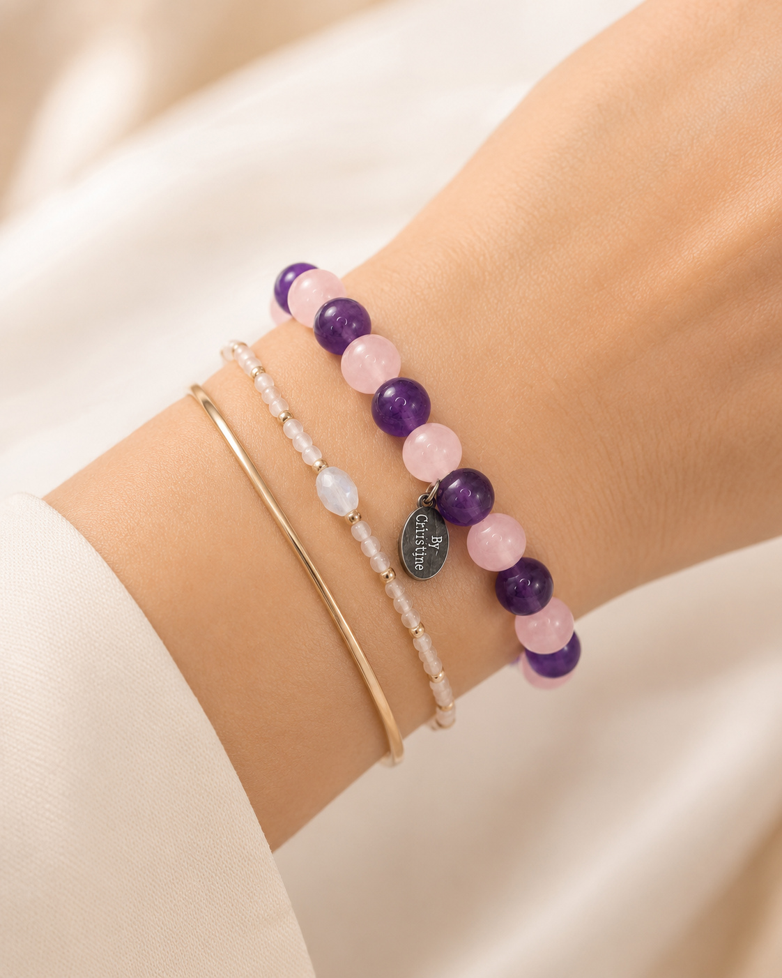 Dakota - Rose Quartz and Amethyst Stone Bracelet