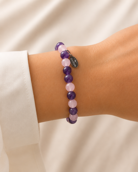 Dakota - Rose Quartz and Amethyst Stone Bracelet