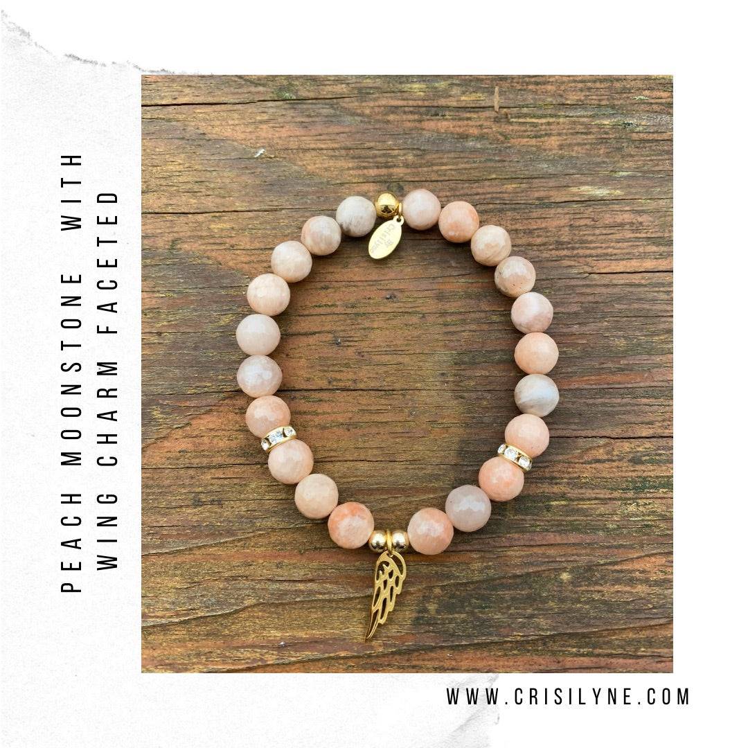 
                  
                    Peach Moonstone with Wing Charm Bracelets
                  
                
