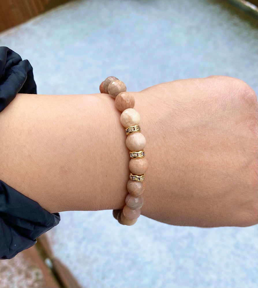 
                  
                    Peach Moonstone with Rhinestones Bracelets
                  
                