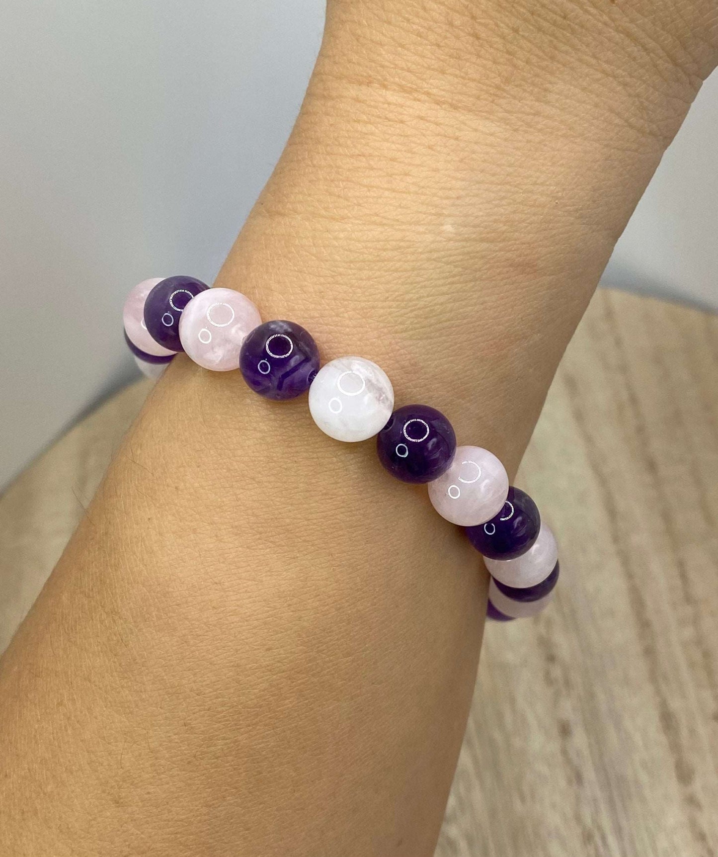 
                  
                    Dakota - Rose Quartz and Amethyst Stone Bracelet
                  
                