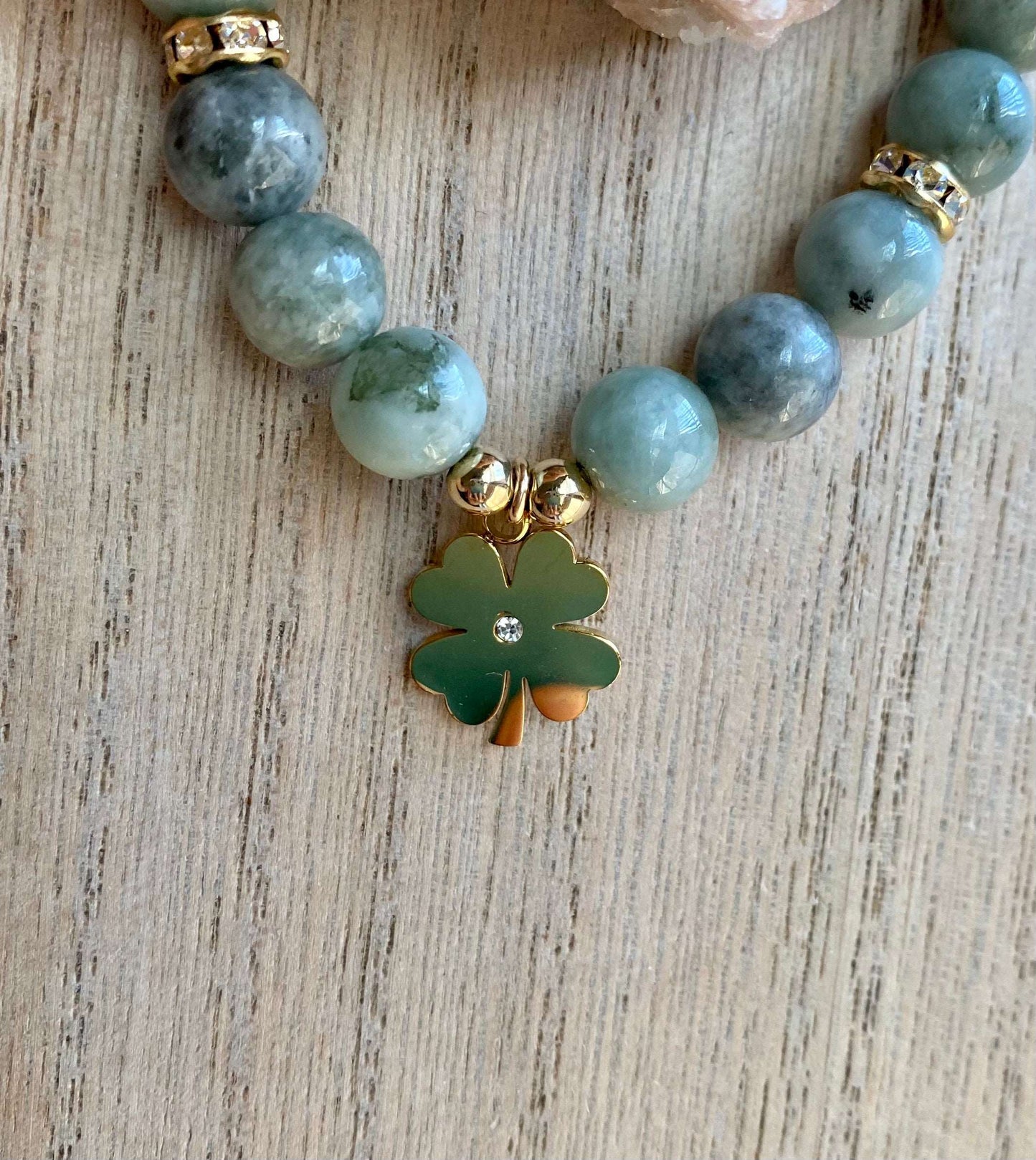 
                  
                    Burma Jade with Clover Leaf Charm Bracelets
                  
                
