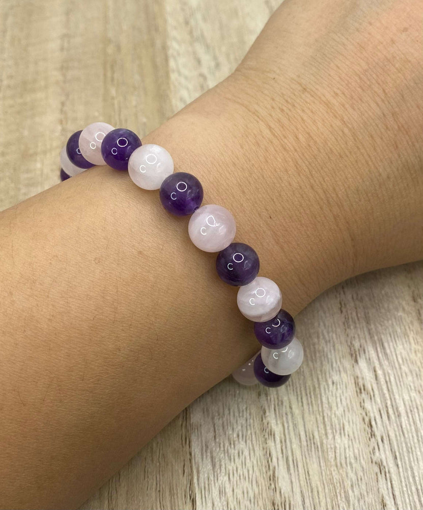 
                  
                    Dakota - Rose Quartz and Amethyst Stone Bracelet
                  
                