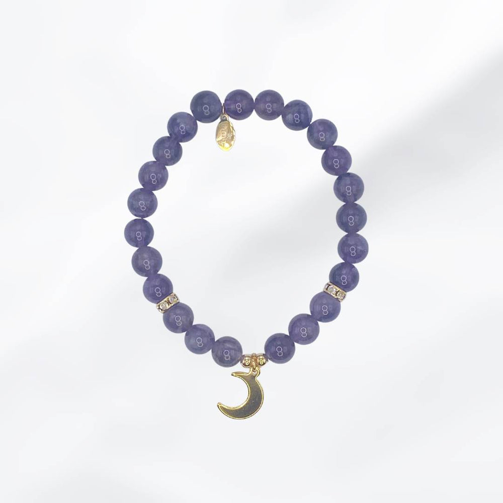 Amethyst Bracelet with Crescent Charm Purple Crystal Gemston