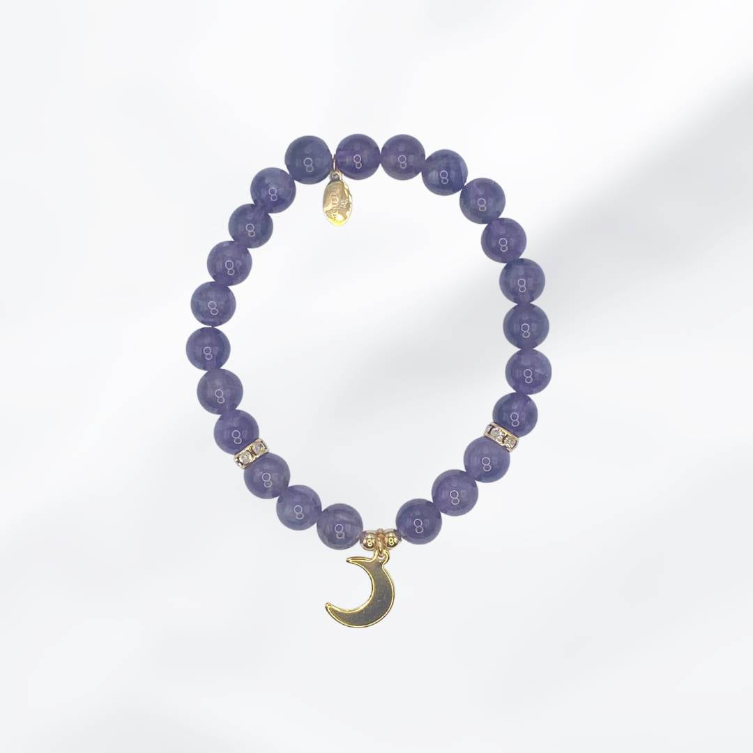 
                  
                    Amethyst Bracelet with Crescent Charm Purple Crystal Gemston
                  
                