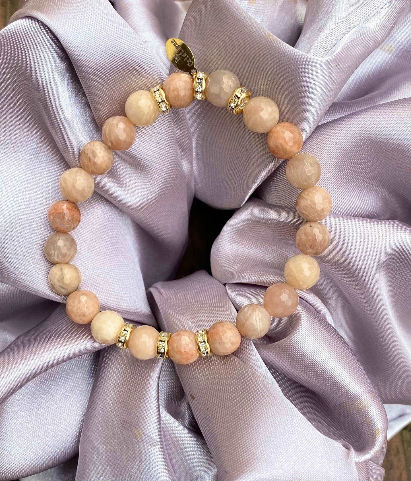 
                  
                    Peach Moonstone with Rhinestones Bracelets
                  
                