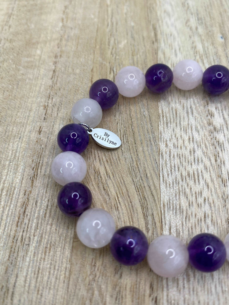 
                  
                    Dakota - Rose Quartz and Amethyst Stone Bracelet
                  
                