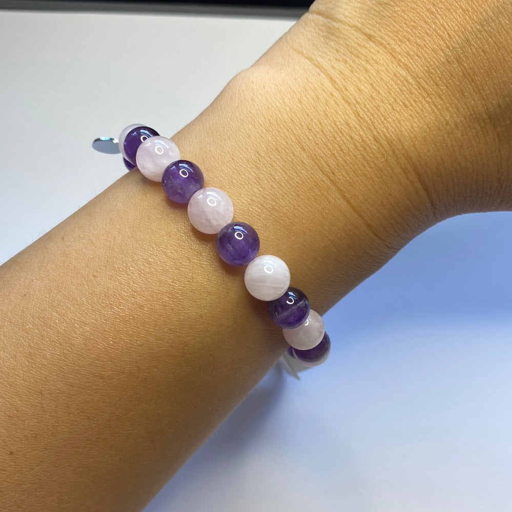 
                  
                    Dakota - Rose Quartz and Amethyst Stone Bracelet
                  
                